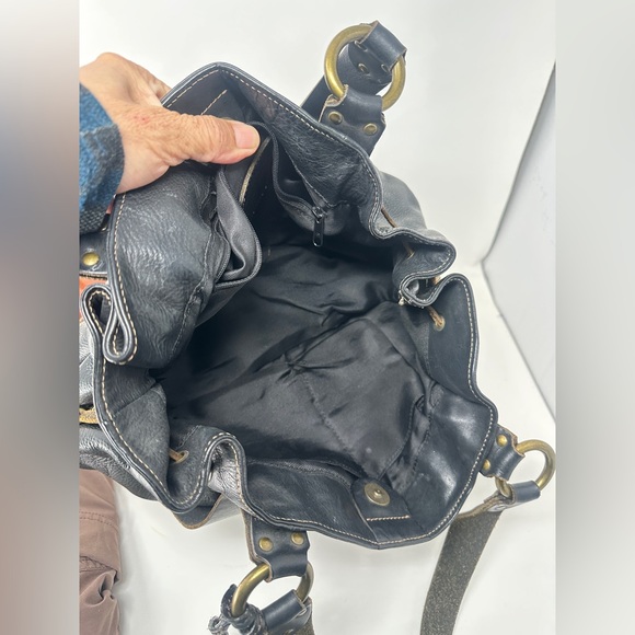 Vintage Y2K shoulder bag Black Leather Fossil Bag M Bag Real Leather. - Picture 8 of 14